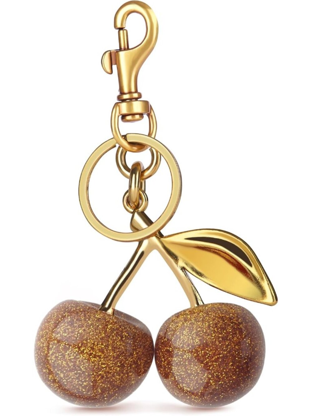 Women's brown Sparkling Purse Charms gloss Sparkling Resin Cherry Bag Keychains